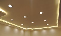Recessed lighting installed in room